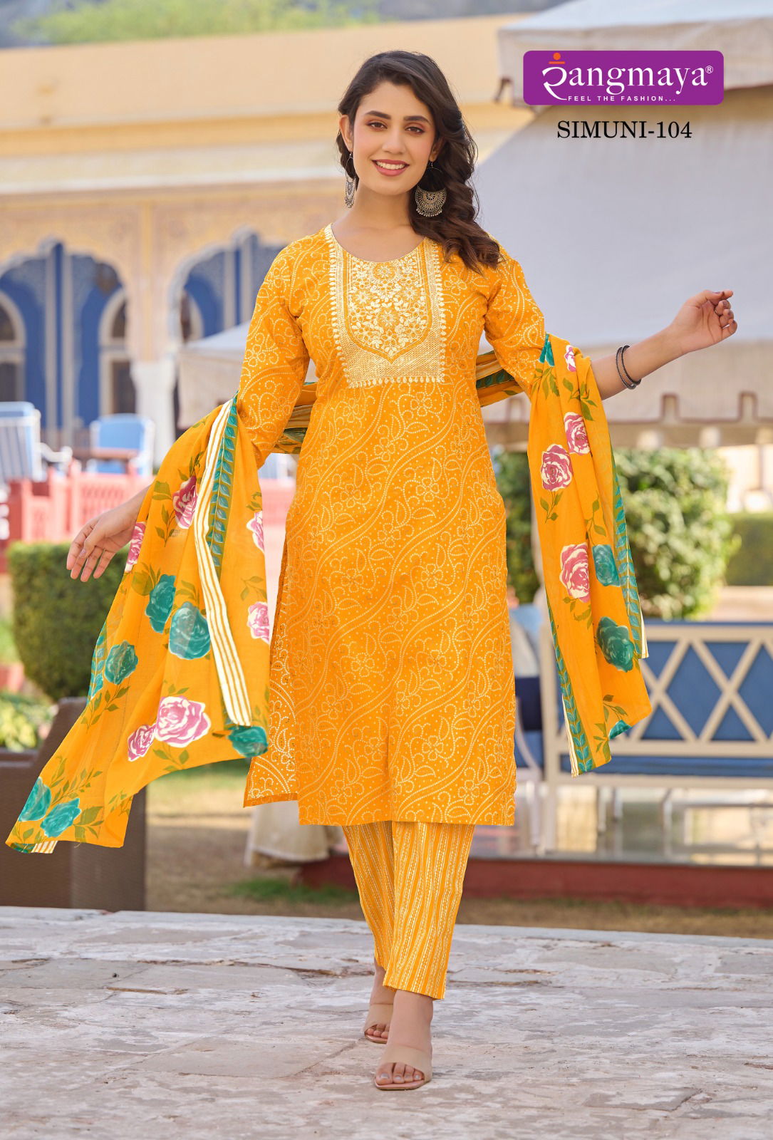 Simuni By Rangmaya Printed Cotton Kurti With Bottom Dupatta Wholesale Market In Surat